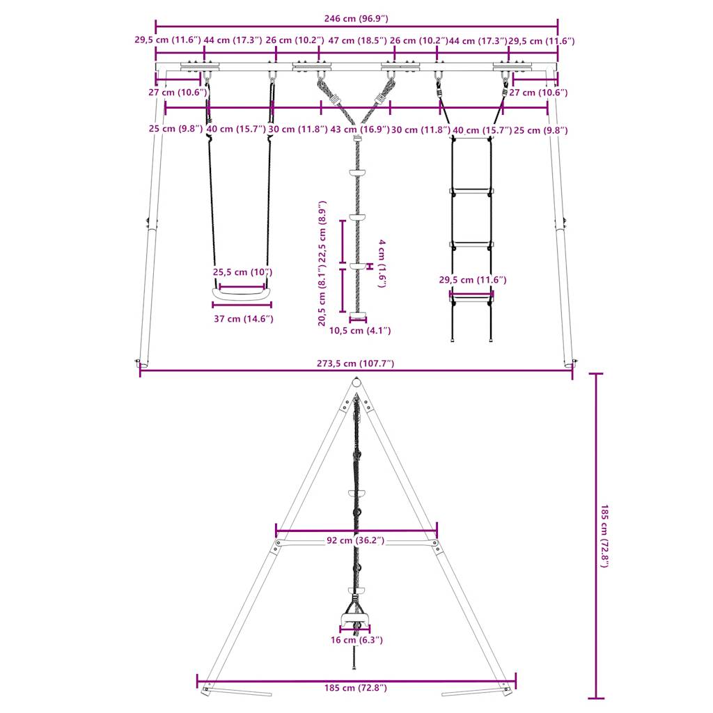 vidaXL Outdoor Swing Set with Swing, Ladder, Disc Swing