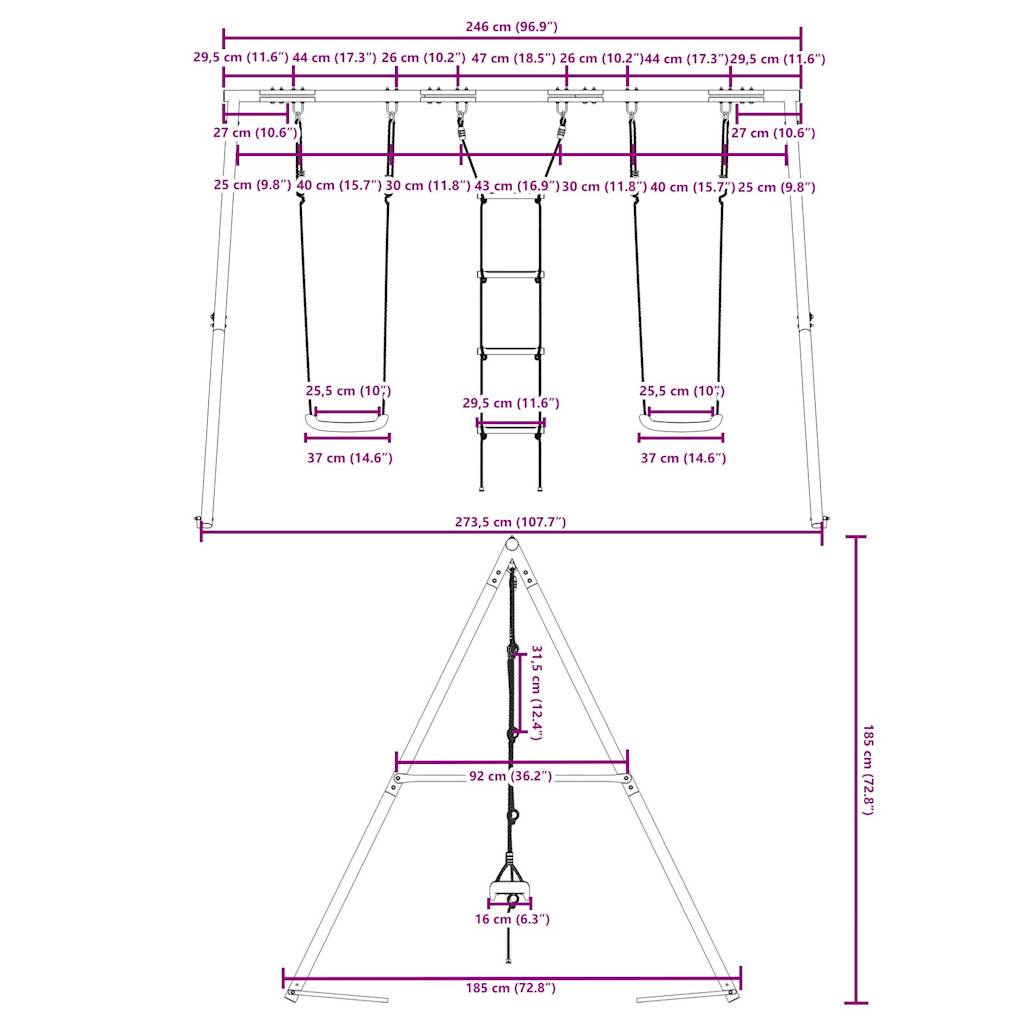 vidaXL Outdoor Swing Set with Swings and Ladder