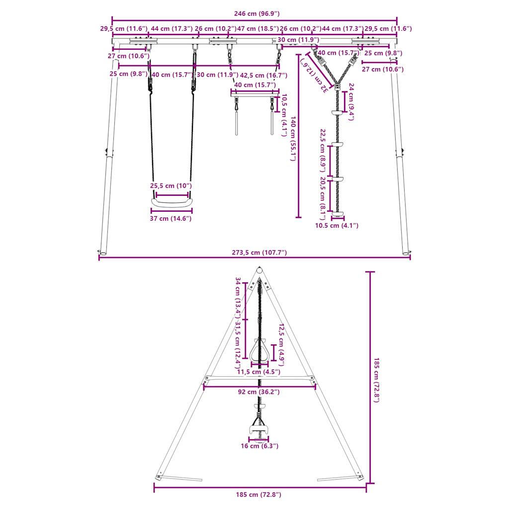 vidaXL Outdoor Swing Set with Swing, Trapeze, Disc Swing
