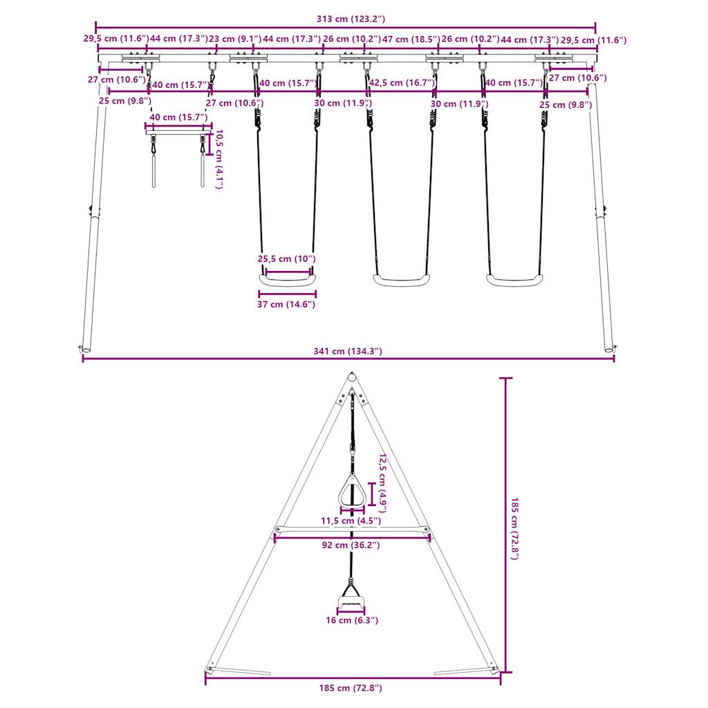 vidaXL Outdoor Swing Set with Swings and Trapeze
