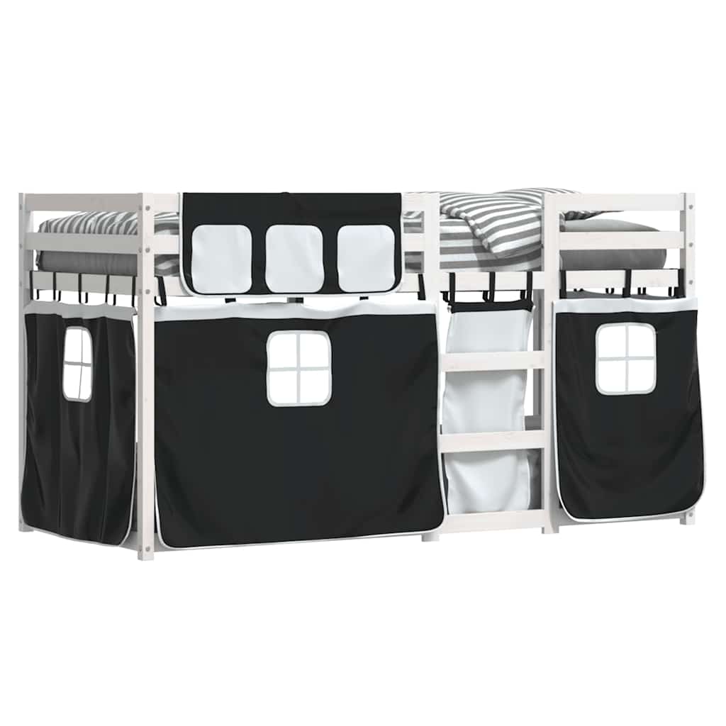 vidaXL Bunk Bed without Mattress White&Black 80x200 cm Solid Wood Pine