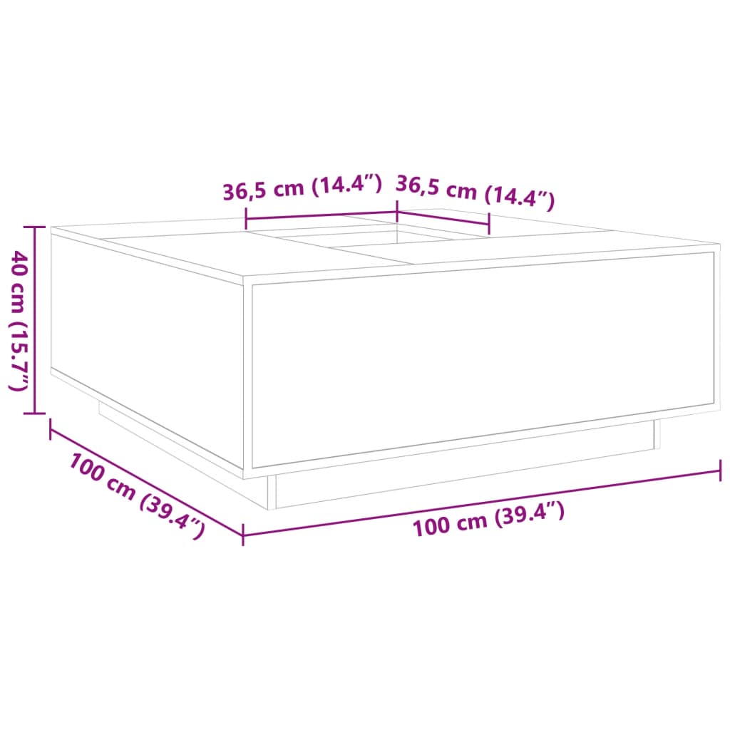 vidaXL Coffee Table Concrete Grey 100x100x40 cm Engineered Wood