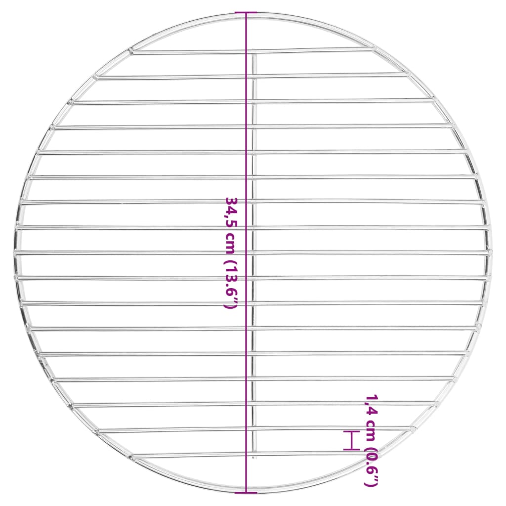 vidaXL BBQ Grill Grate Round Ø34,5 cm 304 Stainless Steel