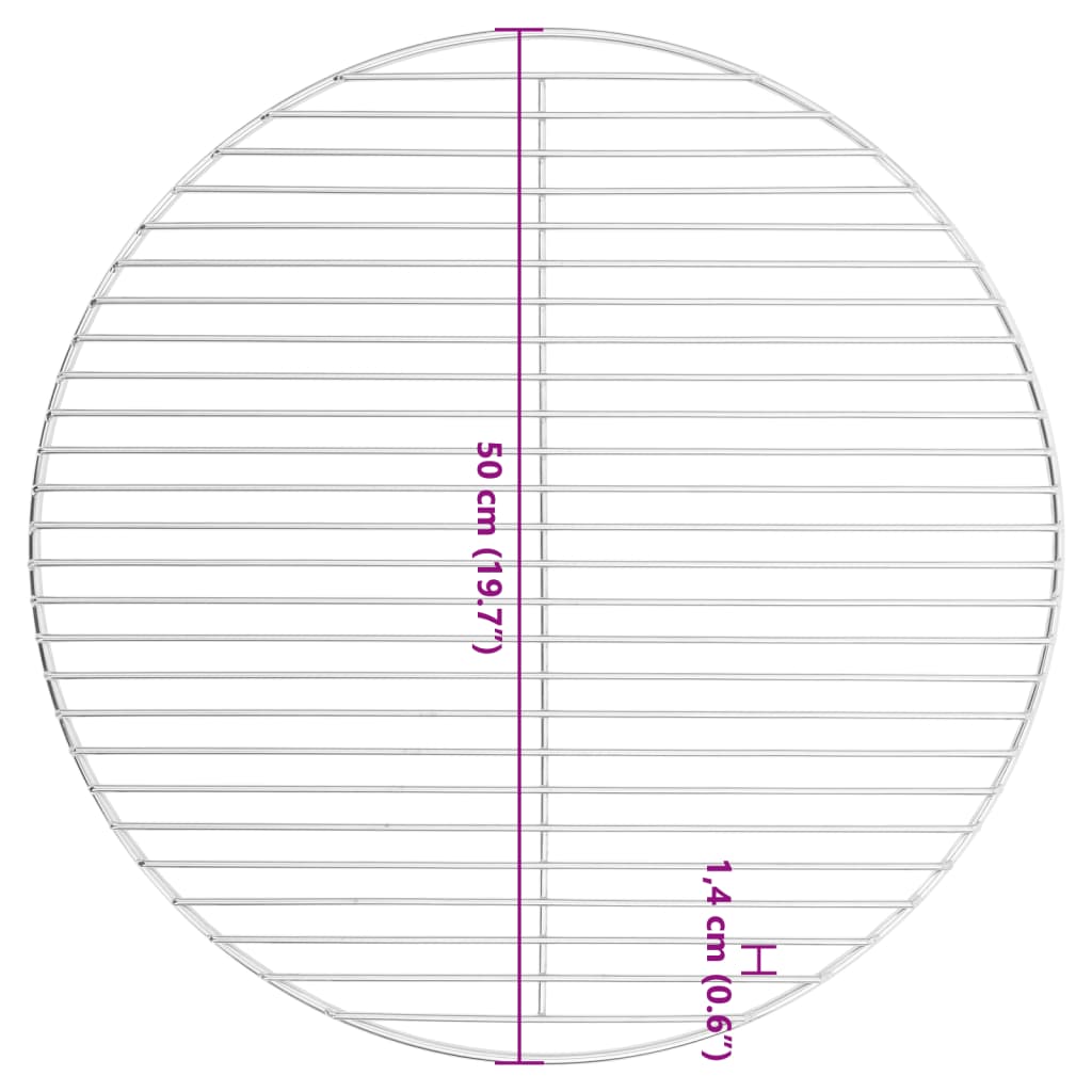 vidaXL BBQ Grill Grate Round Ø50 cm 304 Stainless Steel