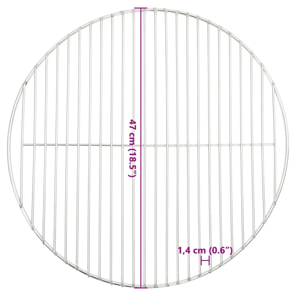 vidaXL BBQ Grill Grate Round Ø47 cm 304 Stainless Steel