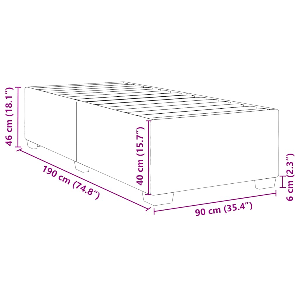 vidaXL Bed Frame without Mattress Black Single Fabric