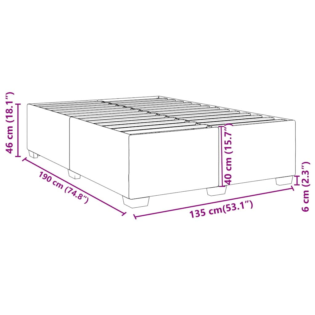 vidaXL Bed Frame without Mattress Black Double Velvet