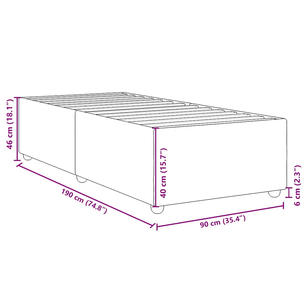 vidaXL Bed Frame without Mattress Black Single Fabric