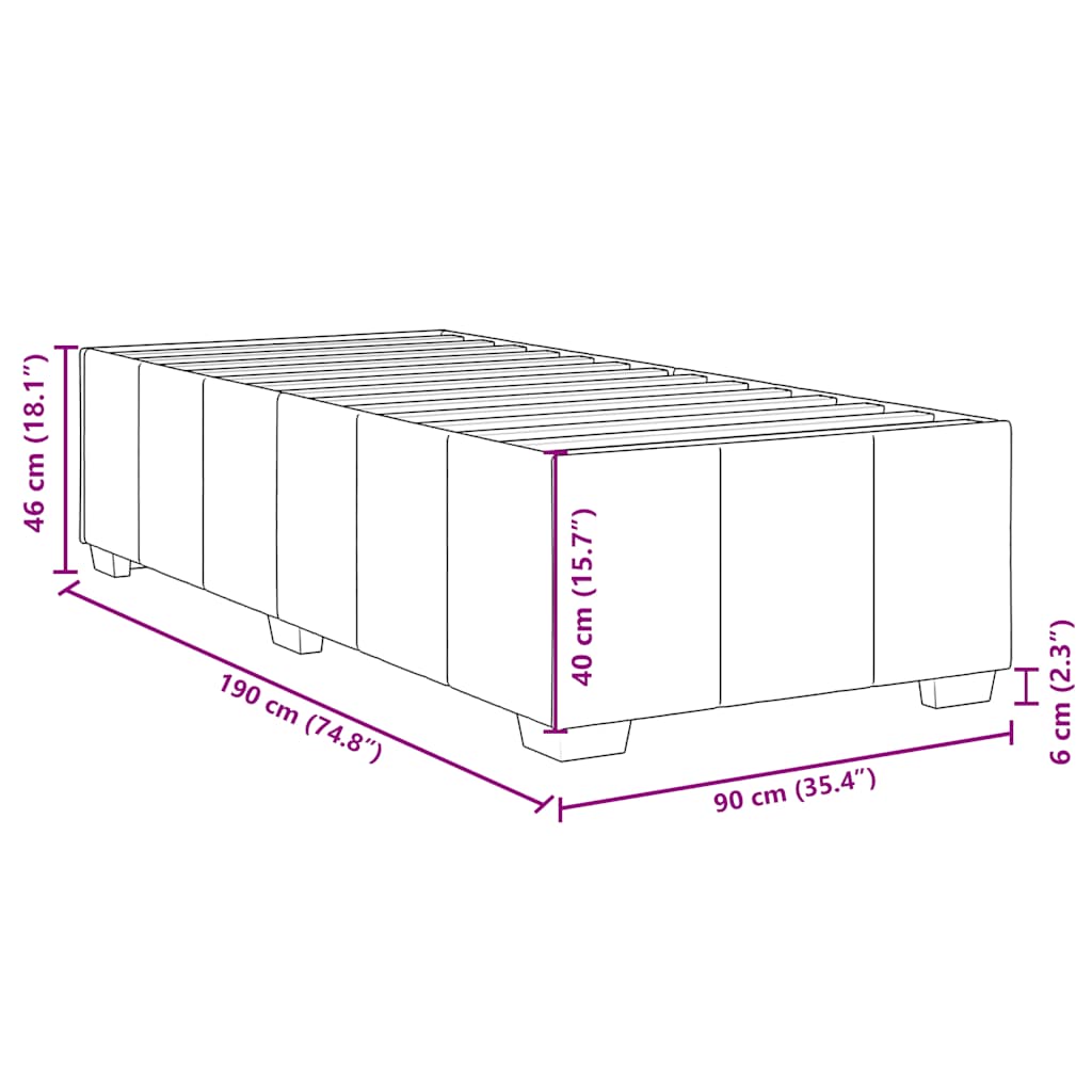 vidaXL Bed Frame without Mattress Dark Grey Single Fabric