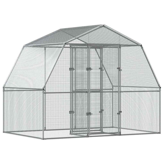 vidaXL Bird Cage with Door Silver Galvanised Steel