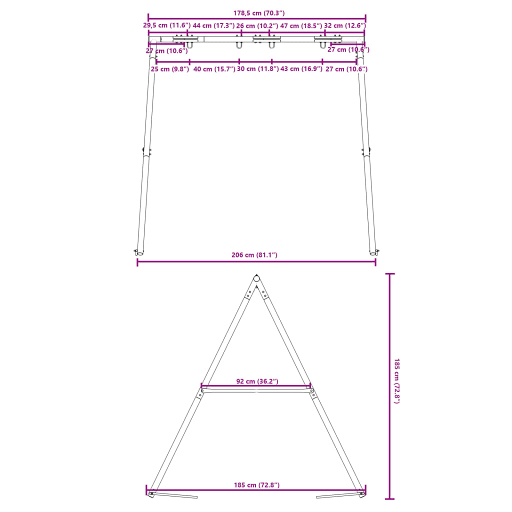 vidaXL Children Swing Frame for Outdoor W 206 x H 185 cm
