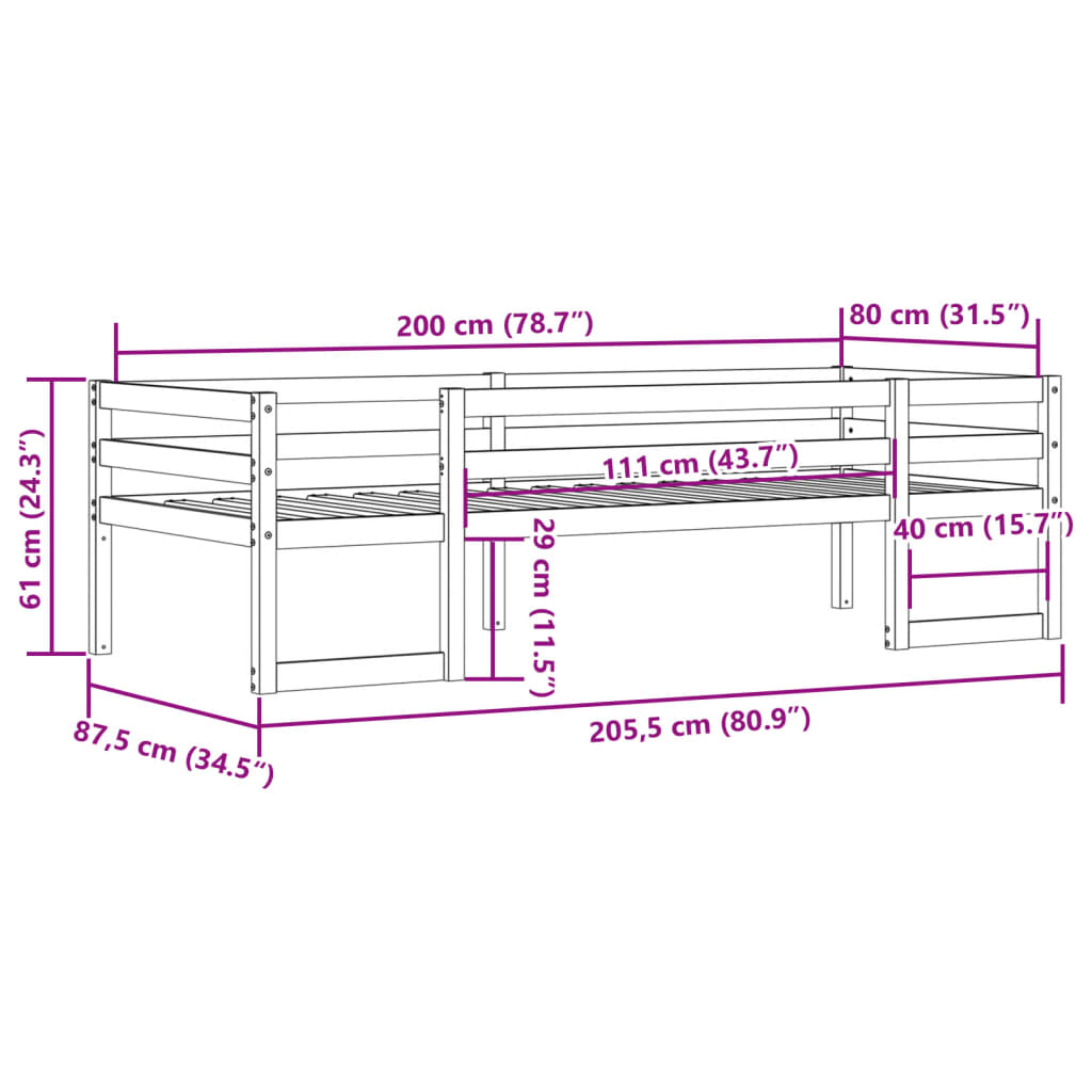 vidaXL Kids' Bed Frame without Mattress Wax Brown 80x200 cm