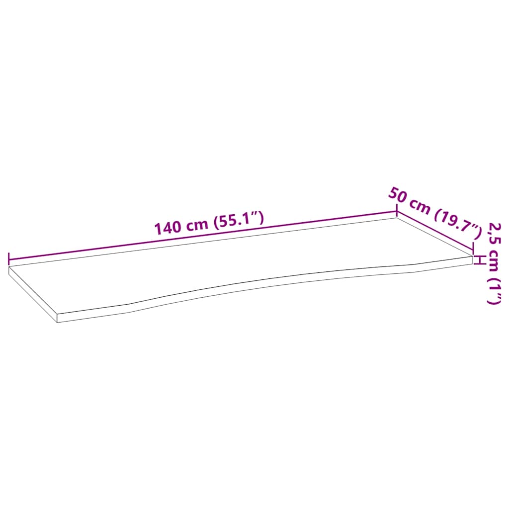 vidaXL Desk Top Untreated 140x50x2,5 cm Solid Wood Oak Rectangular