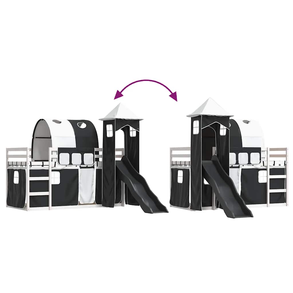 vidaXL Bunk Bed without Mattress with Slide White and Black 90x200 cm