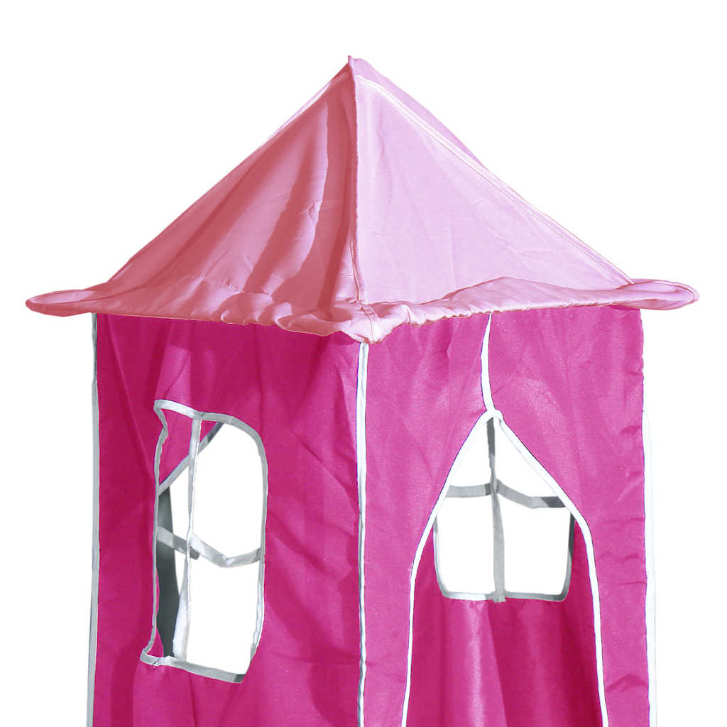 vidaXL Bunk Bed without Mattress with Slide and Curtains Pink 90x200cm