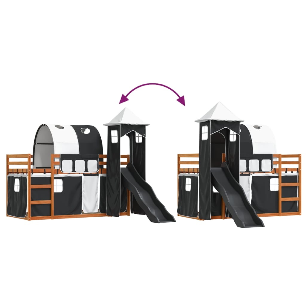 vidaXL Bunk Bed without Mattress with Slide White and Black 90x200 cm