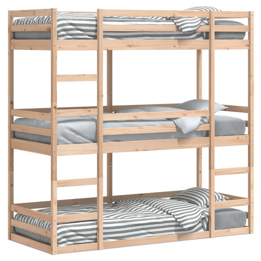 vidaXL Triple Bunk Bed without Mattress 90x190 cm Single Solid Wood Pine