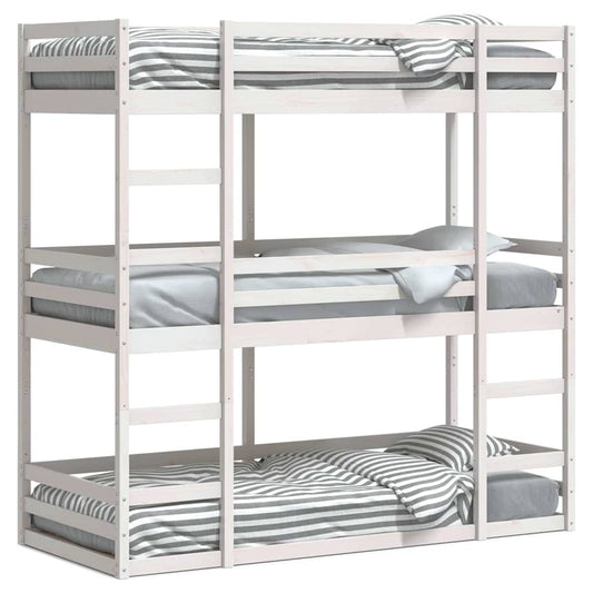 vidaXL Triple Bunk Bed without Mattress White 90x190 cm Single Solid Wood Pine