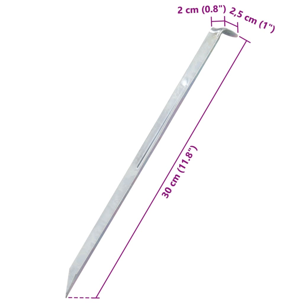 vidaXL Tent Pegs 24 pcs 30 cm Ø20 mm Galvanised Steel