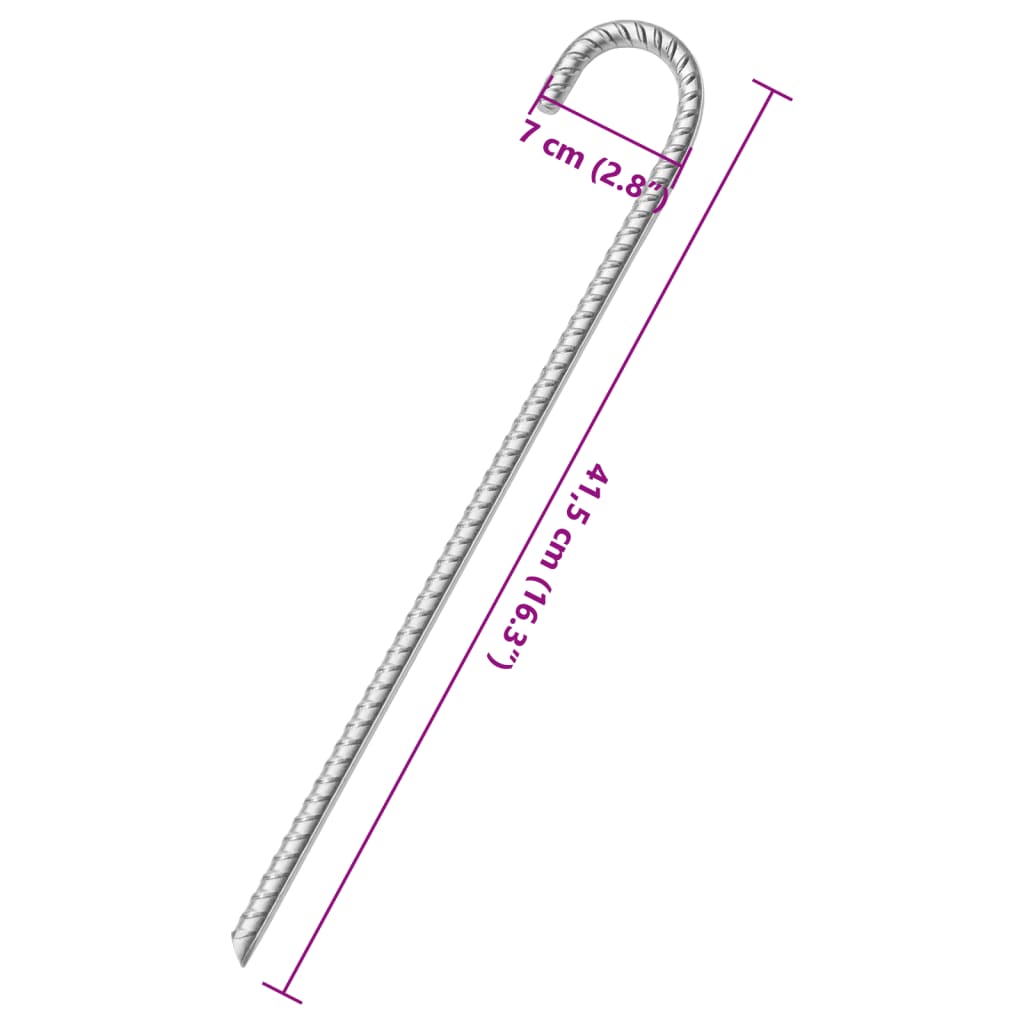 vidaXL Tent Pegs 12 pcs 41,5 cm Ø12 mm Galvanised Steel