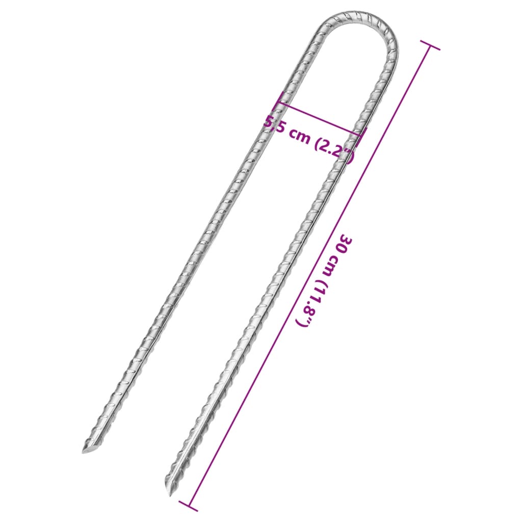vidaXL Tent Pegs 12 pcs U-shaped 30 cm Ø7 mm Galvanised Steel