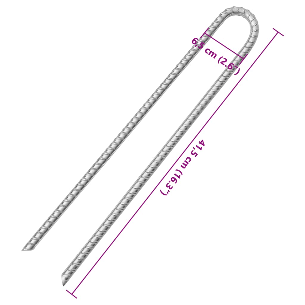 vidaXL Tent Pegs 12 pcs U-shaped 41.5 cm Ø13 mm Galvanised Steel