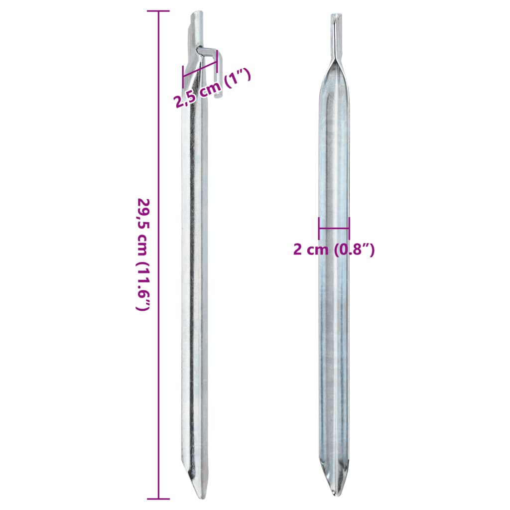 vidaXL Tent Pegs 24 pcs V-shaped 29,5 cm Ø20 mm Galvanised Steel