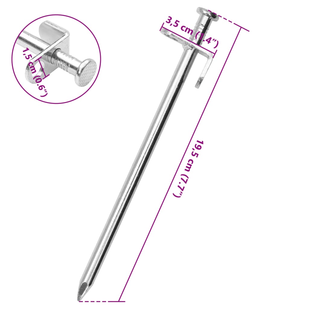 vidaXL Tent Pegs 24 pcs 19,5 cm 8 mm Galvanised Steel