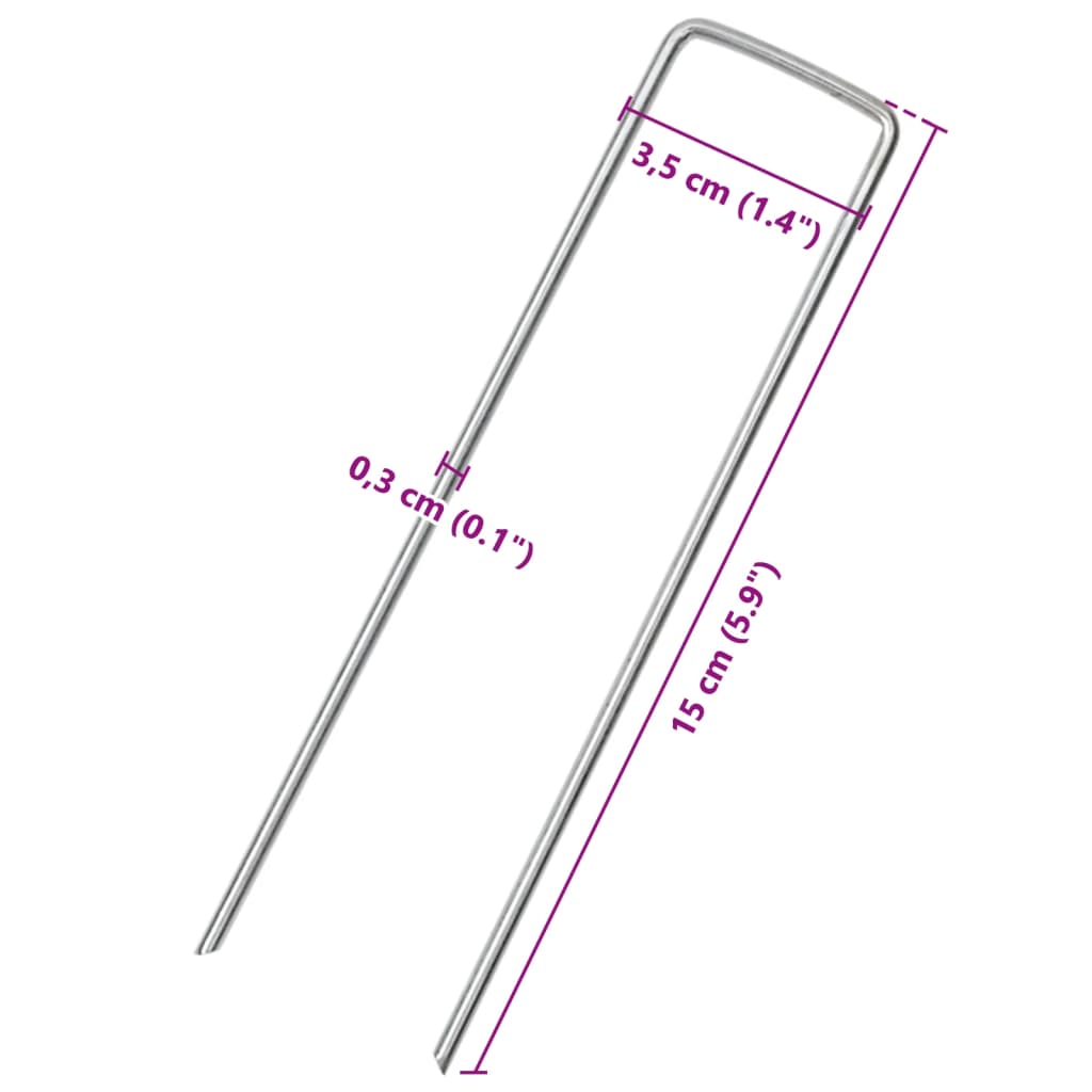 vidaXL Ground Pegs U Shape 25 pcs 15x3,5 cm Galvanised steel