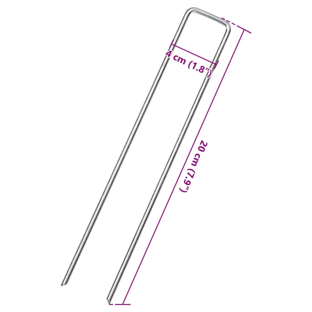 vidaXL Ground Pegs U Shape 25 pcs 20x4 cm Galvanised steel