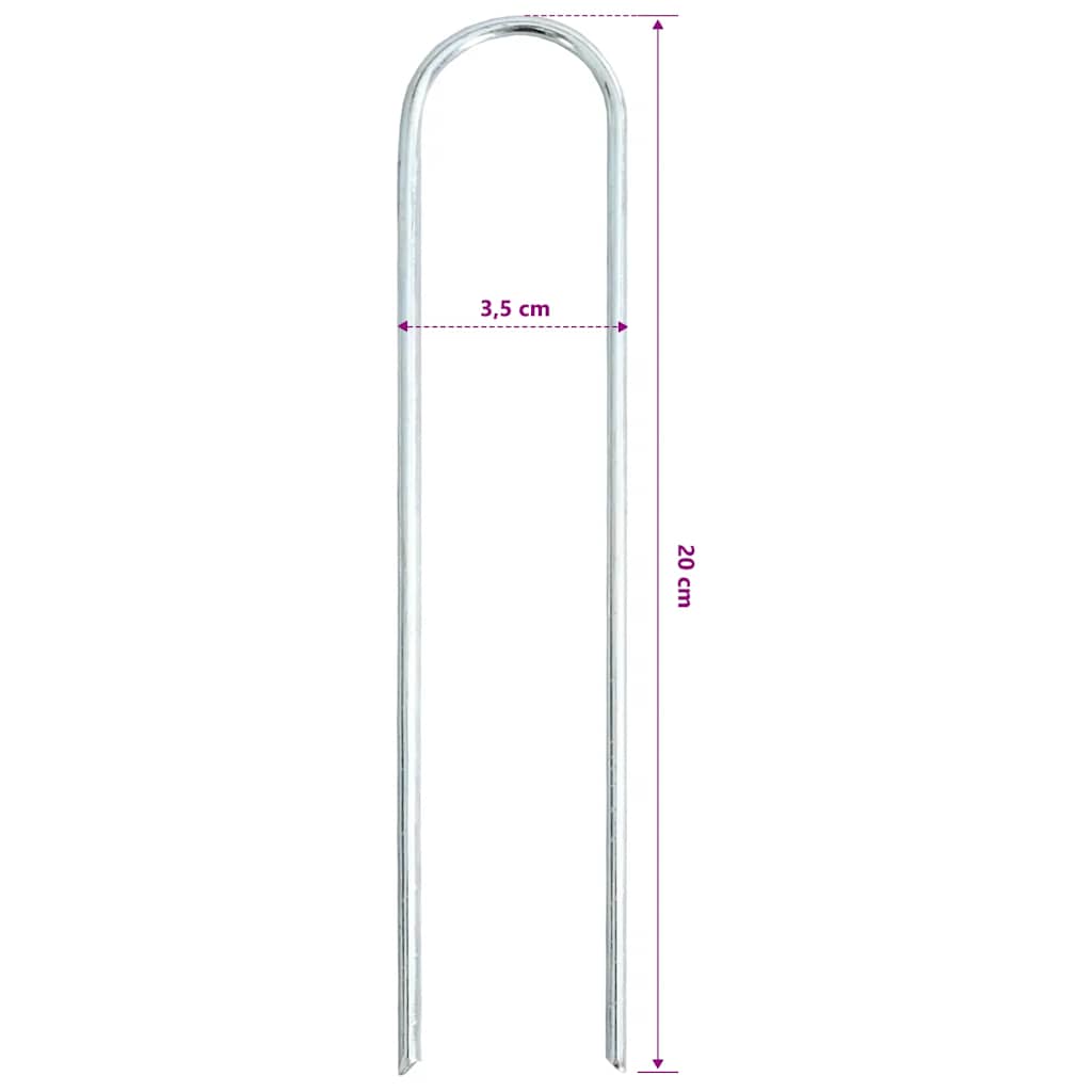 vidaXL Ground Pegs U Shape 25 pcs 20x3.5 cm Galvanised steel