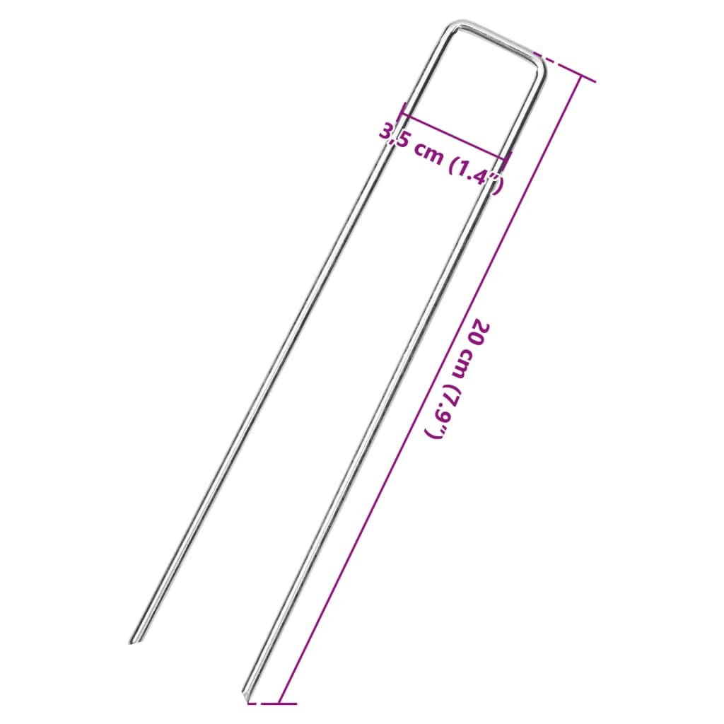 vidaXL Ground Pegs U Shape 50 pcs 20x3,5 cm Galvanised steel