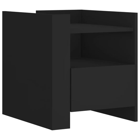 vidaXL Bedside Cabinet Black 45x50x50 cm Engineered Wood