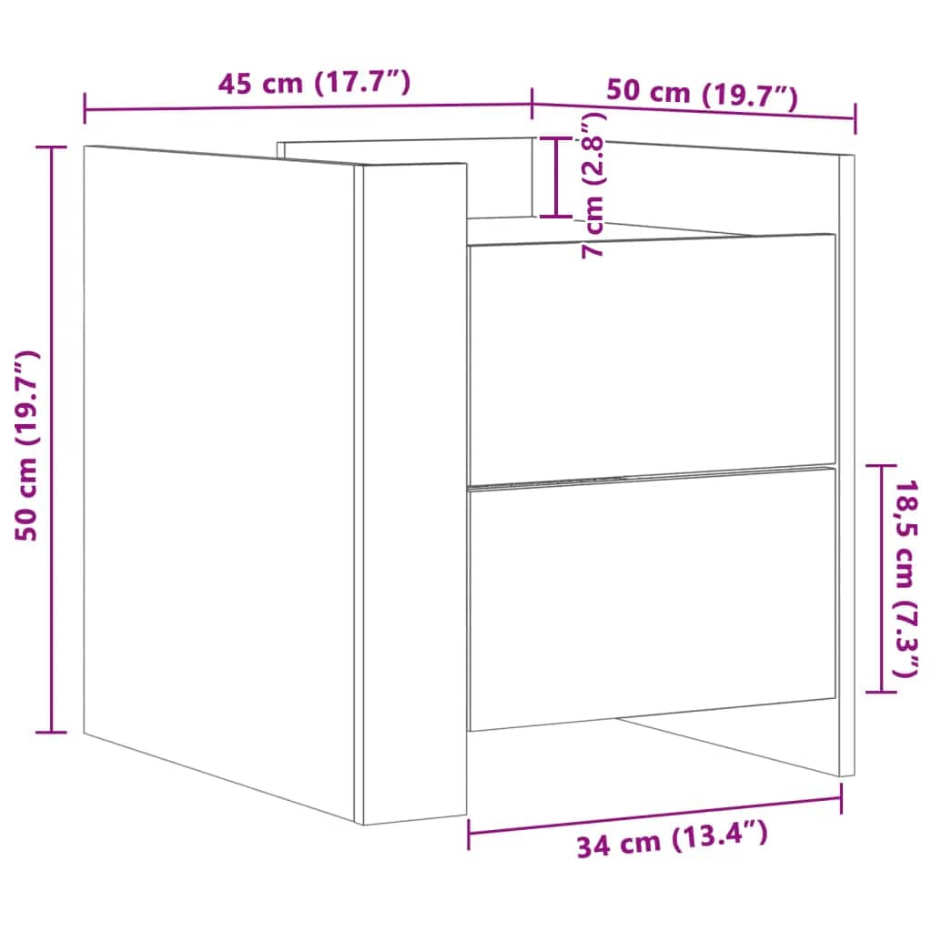 vidaXL Bedside Cabinet Black 45x50x50 cm Engineered Wood