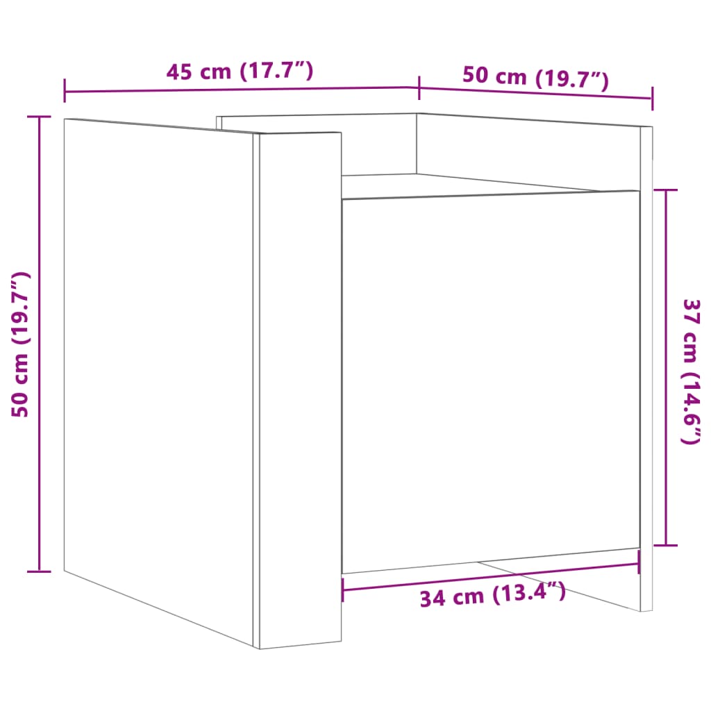 vidaXL Bedside Cabinet White 45x50x50 cm Engineered Wood