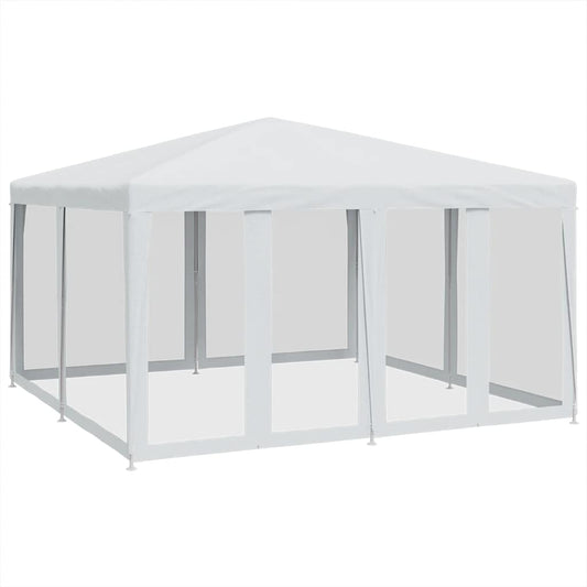 vidaXL Party Tent with 8 Mesh Sidewalls White 4x4 m HDPE