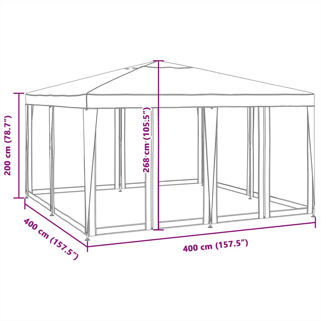 vidaXL Party Tent with 8 Mesh Sidewalls White 4x4 m HDPE