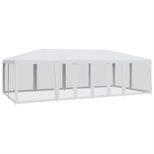 vidaXL Party Tent with 12 Mesh Sidewalls White 8x4 m HDPE
