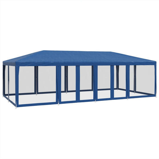 vidaXL Party Tent with 12 Mesh Sidewalls Blue 8x4 m HDPE