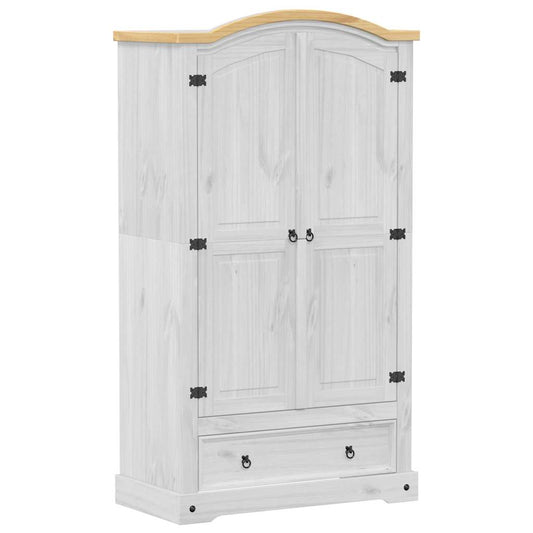 vidaXL Wardrobe "Corona" White 102x52x186 cm Solid Wood Pine