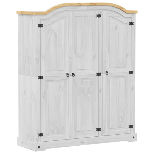 vidaXL Wardrobe "Corona" White 151,5x52x186 cm Solid Wood Pine