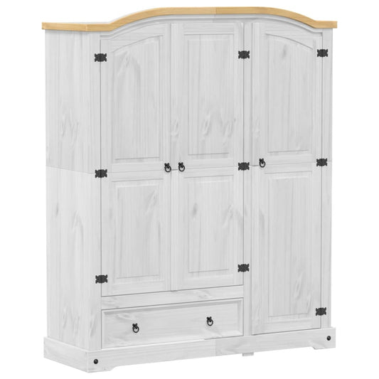 vidaXL Wardrobe "Corona" White 151,5x52x186 cm Solid Wood Pine