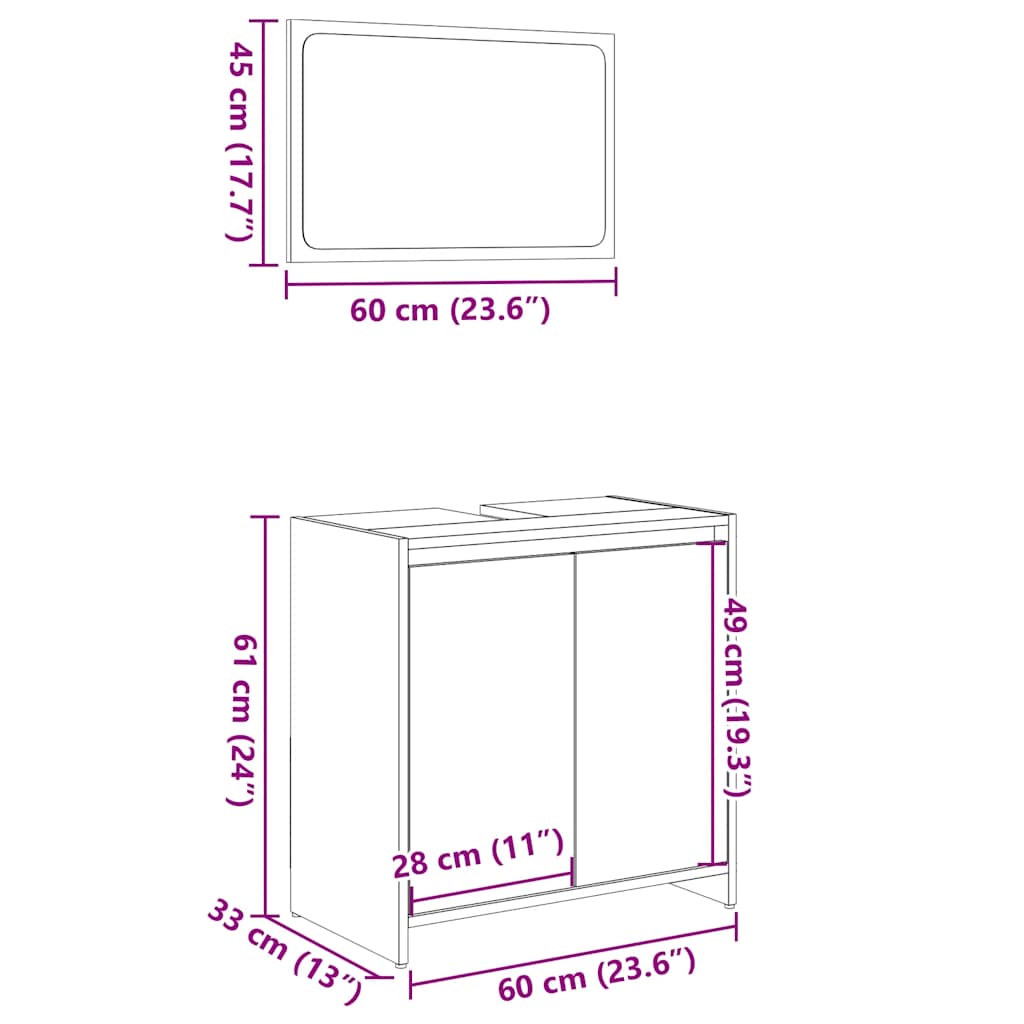 vidaXL 2 Piece Bathroom Furniture Set Sonoma Oak Engineered Wood