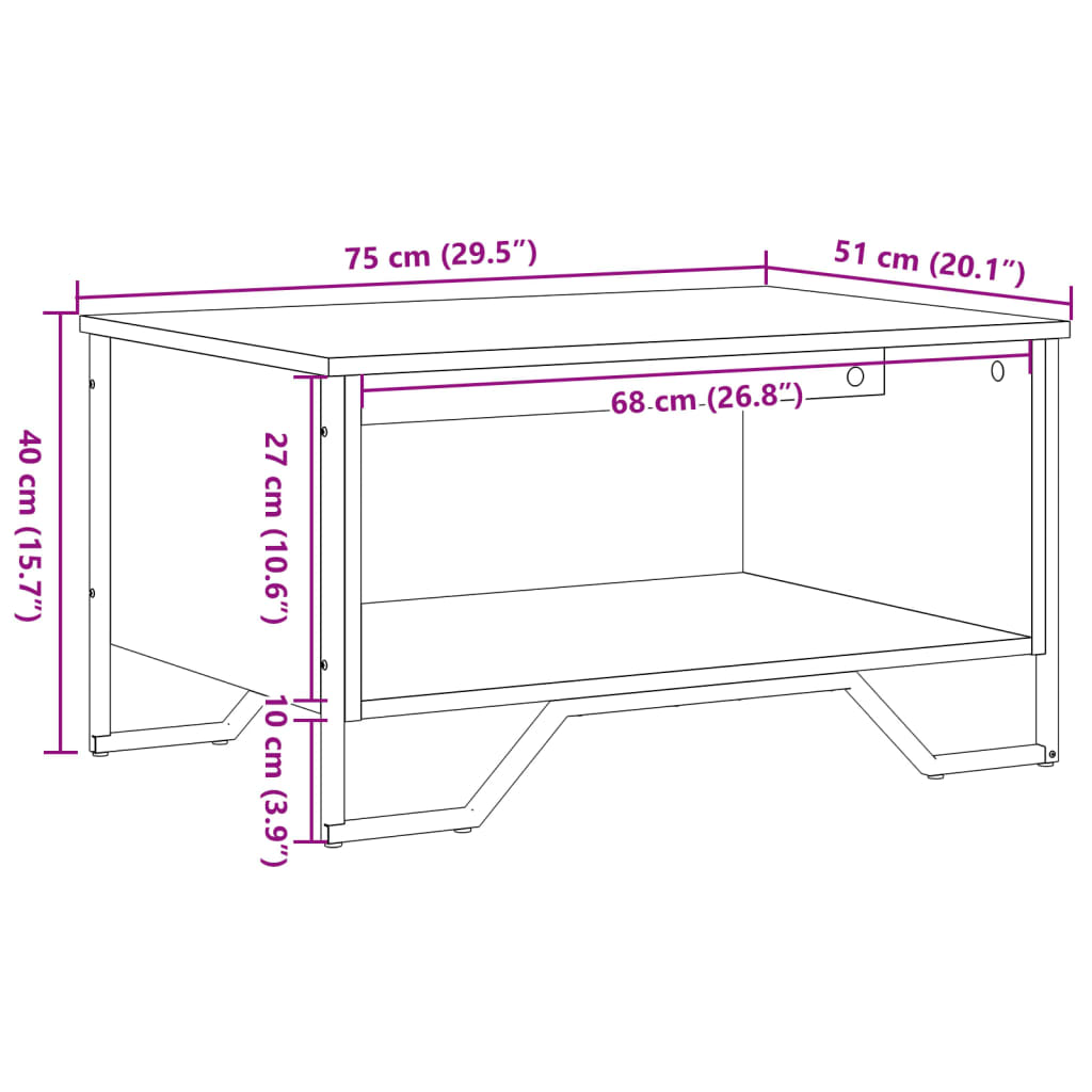 vidaXL Coffee Table Brown Oak 75x51x40 cm Engineered Wood