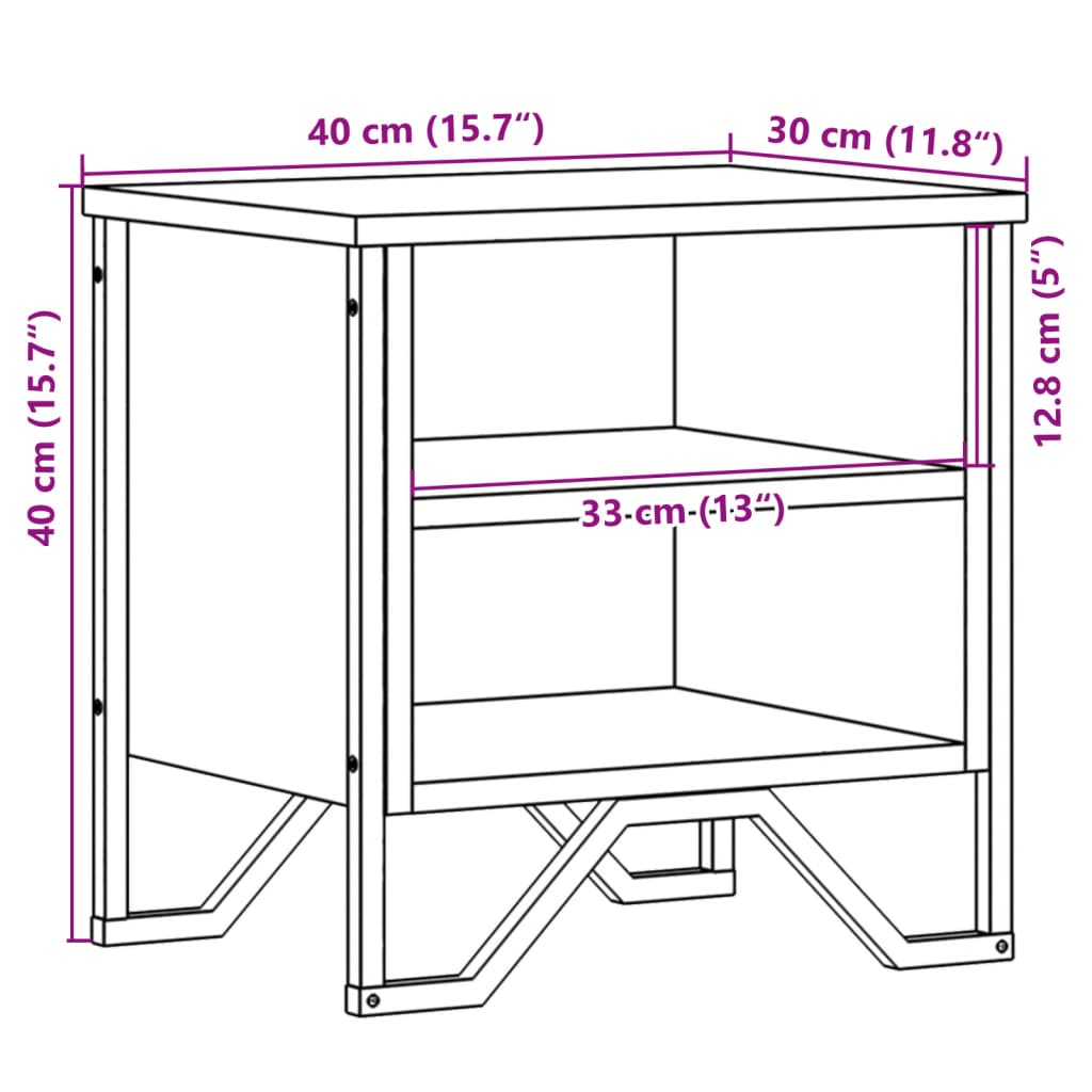 vidaXL Bedside Cabinet Smoked Oak 2 pcs 40x30x40 cm Engineered Wood