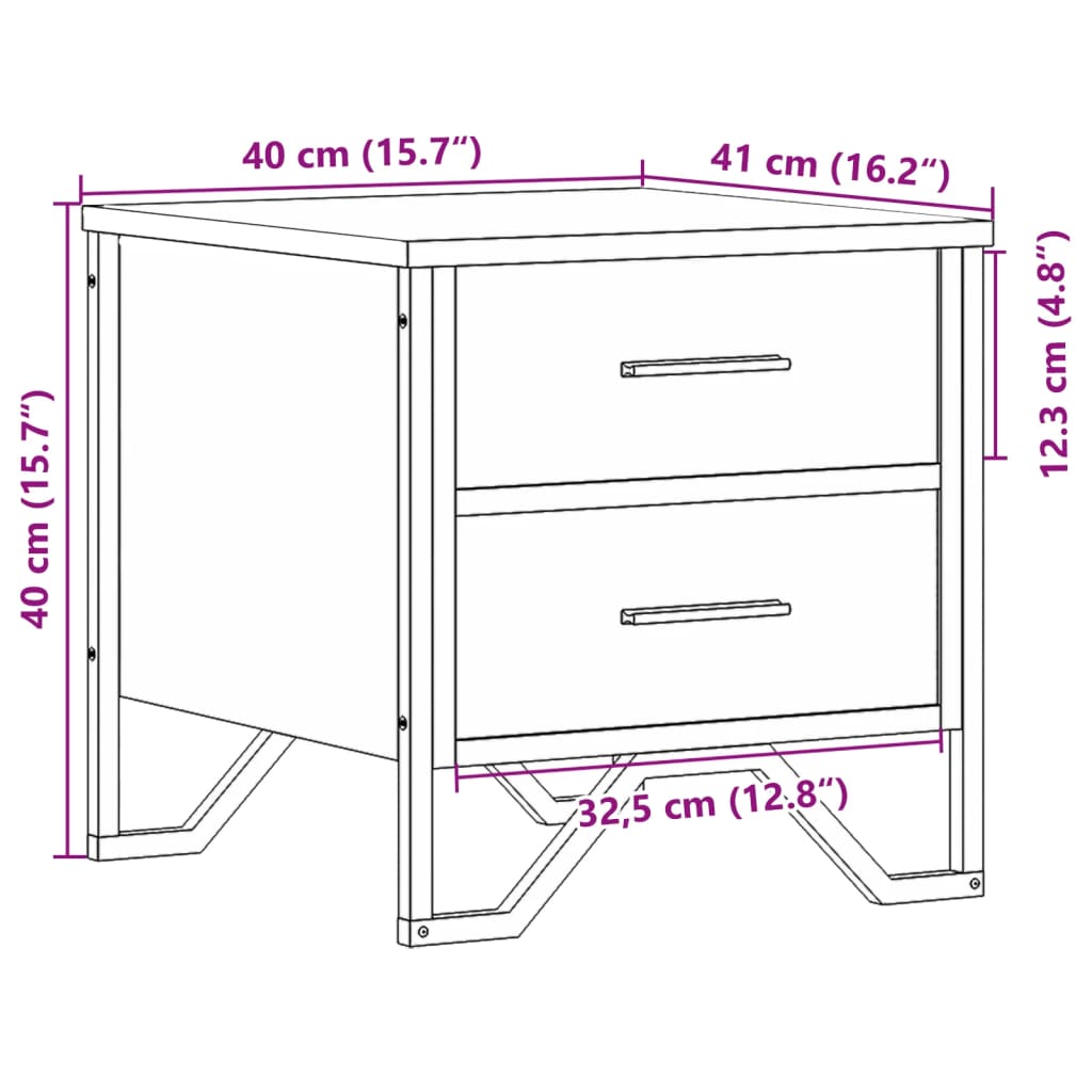 vidaXL Bedside Cabinets 2 pcs Sonoma Oak 40x41x40 cm Engineered Wood