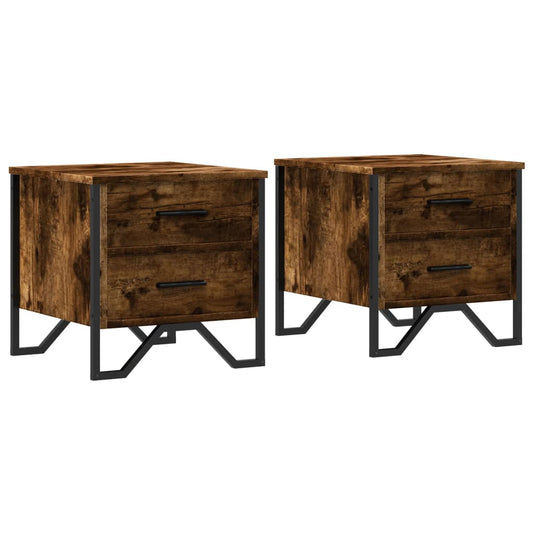 vidaXL Bedside Cabinets 2 pcs Smoked Oak 40x41x40 cm Engineered Wood