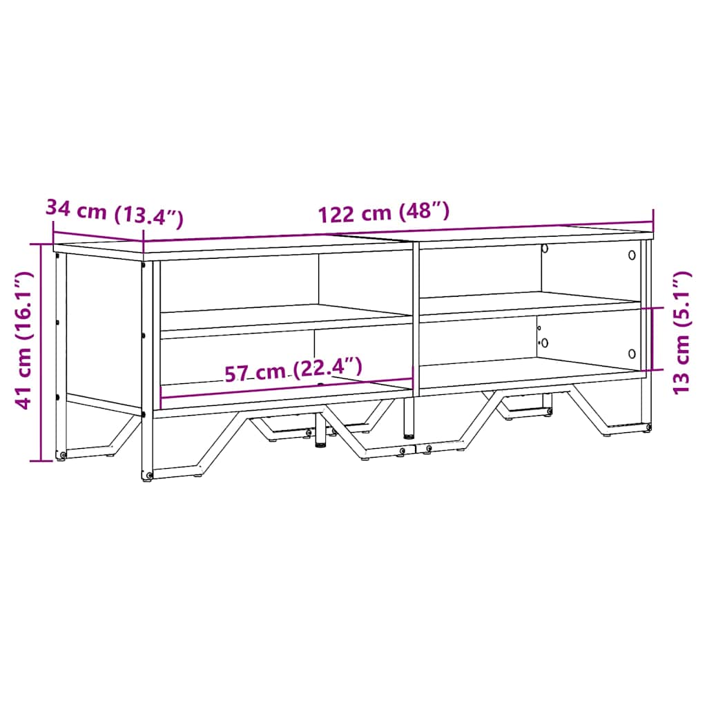 vidaXL TV Cabinet Black 122x34x41 cm Engineered Wood
