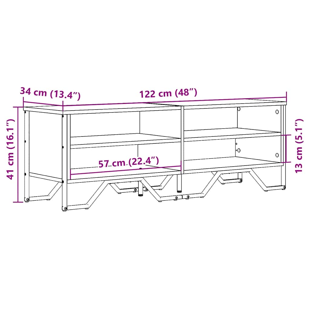 vidaXL TV Cabinet Smoked Oak 122x34x41 cm Engineered Wood