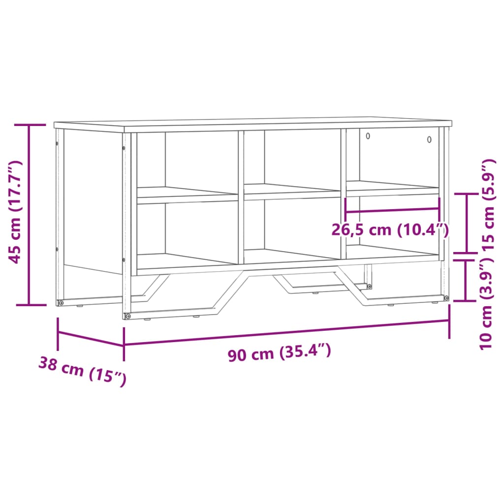 vidaXL Shoe Cabinet Smoked Oak 90x38x45,5 cm Engineered Wood